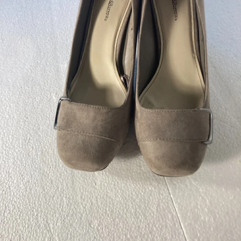 Croft & Barrow Taupe Suede pomp buckle detail vintage inspired office comfort